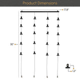 CORDONE Metal Hanging Picture Display Photo Holder with 4 Metal Cable Strings and 20 Magnetic Clips, Black