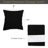 CARRE 2 Pack Decorative Throw Cushion Pillow Cover Cushion Sleeve for 20"x 20" Insert , 100 Percent Cotton, Black