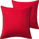 CARRE 2 Pack Decorative Throw Cushion Pillow Cover Cushion Sleeve for 20"x 20" Insert , 100 Percent Cotton, Red