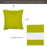 CARRE 2 Pack Decorative Throw Cushion Pillow Cover Cushion Sleeve for 20"x 20" Insert , 100 Percent Cotton, Green