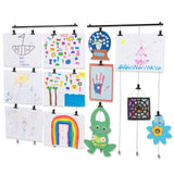 CORDONE Metal Hanging Picture Display Photo Holder with 4 Metal Cable Strings and 20 Magnetic Clips, Set of 2, Black