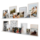 LAGOS Floating Shelves Wall Bookshelf and Picture Ledge for Bedroom Decor – 60” Length x 3.7" Depth – Set of 2 - White