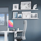 LAGOS Floating Shelves Wall Bookshelf and Picture Ledge for Bedroom Decor – 60” Length x 3.7" Depth – Set of 2 - White