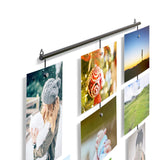 WAJER Metal Picture Display Photo Holder, Kids Crafts and Artwork with 3 Metal Cable Strings and 24 Magnetic Clips, Set of 2, Black