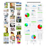 WAJER Metal Picture Display Photo Holder, Kids Crafts and Artwork with 3 Metal Cable Strings and 24 Magnetic Clips, Set of 2, Black