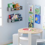 You Have Space Elba Floating Book Shelves for Kids Room Decor, Nursery Shelves for Wall, Gray Set of 2