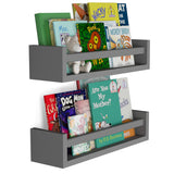 You Have Space Elba Floating Book Shelves for Kids Room Decor, Nursery Shelves for Wall, Gray Set of 2
