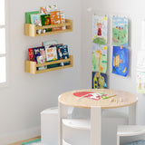 You Have Space Elba Floating Book Shelves for Kids Room Decor, Nursery Shelves for Wall, Natural Finished Set of 2