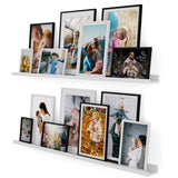 You Have Space Lagos 46" Picture Ledge Shelf for Living Room Decor, Office Decor and Farmhouse Kitchen Decor, White Set of 2