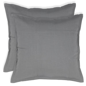 CARRE 2 Pack Decorative Throw Cushion Pillow Cover Cushion Sleeve for 20"x 20" Insert , 100 Percent Cotton, Solid Gray