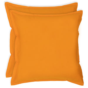 CARRE 2 Pack Decorative Throw Cushion Pillow Cover Cushion Sleeve for 20"x 20" Insert , 100 Percent Cotton, Orange