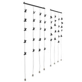 CORDONE Metal Hanging Picture Display Photo Holder with 4 Metal Cable Strings and 20 Magnetic Clips, Set of 2, Black