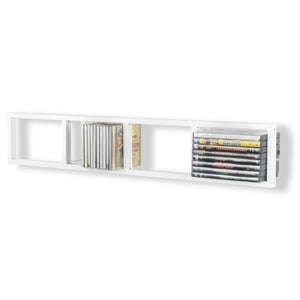 FILM Modern Wall Mount CD DVD Video Game Media Rack Storage Metal Shelf Organizer, White