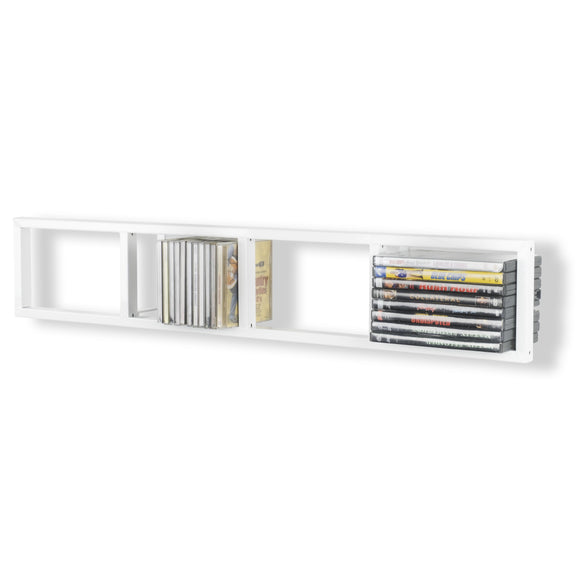 FILM Modern Wall Mount CD DVD Video Game Media Rack Storage Metal Shelf Organizer, White