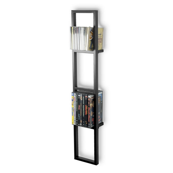 FILM CD DVD Storage Shelf for Wall, 34 Inch Cube Storage Media Shelf and Video Game Organizer, Metal Wall Shelf, Black