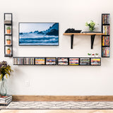 FILM CD DVD Storage Shelf for Wall, 34 Inch Cube Storage Media Shelf and Video Game Organizer, Metal Wall Shelf, Set of 2 , Black