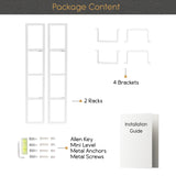 FILM Modern Wall Mount CD DVD Video Game Media Rack Storage Metal Shelf Organizer, Set of 2, White