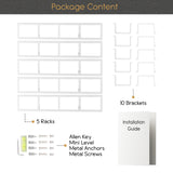 FILM Modern Wall Mount CD DVD Video Game Media Rack Storage Metal Shelf Organizer, Set of 5, White