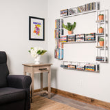 FILM Modern Wall Mount CD DVD Video Game Media Rack Storage Metal Shelf Organizer, Set of 5, White