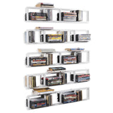 FILM Modern Wall Mount CD DVD Video Game Media Rack Storage Metal Shelf Organizer, Set of 5, White