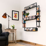 FILM CD DVD Storage Shelf for Wall, 34 Inch Cube Storage Media Shelf and Video Game Organizer, Metal Wall Shelf, Set of 5 , Black