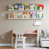 LAGOS Floating Shelves Wall Bookshelf and Picture Ledge for Bedroom Decor – 60” Length x 3.7" Depth – Set of 2 - White