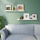LAGOS Floating Shelves Wall Bookshelf and Picture Ledge for Bedroom Decor – 30” Length x 3.15" Depth – Set of 2 - White