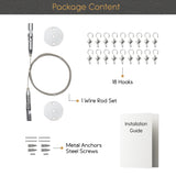 TOTART Picture Hanging Kit and Curtain Rod with 18 Clips for Kids Crafts, Artwork, Tapestry, Stainless Steel, Chrome