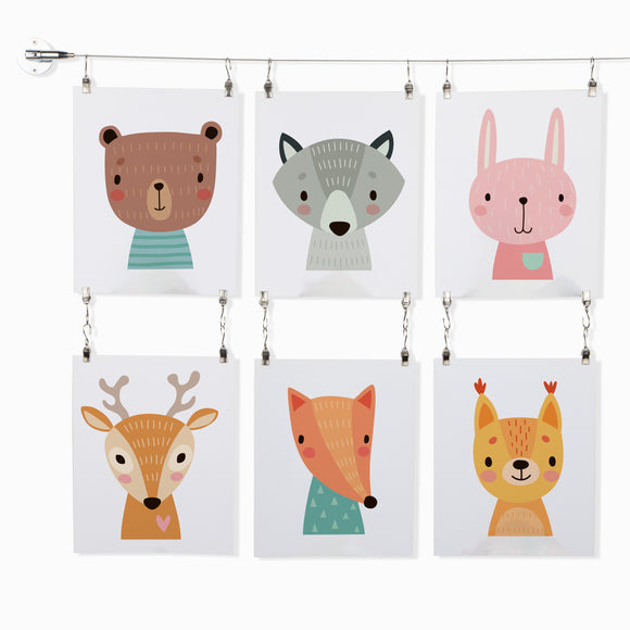 TOTART Picture Hanging Kit and Curtain Rod with 18 Clips for Kids Crafts, Artwork, Tapestry, Stainless Steel, Chrome