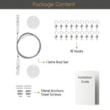 TOTART Picture Hanging Kit and Curtain Rod with 18 Clips for Kids Crafts, Artwork, Tapestry, Stainless Steel, White